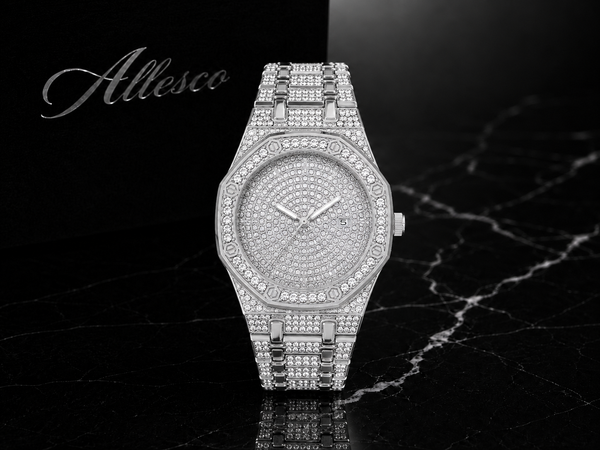 Allesco Royal Oak Style Iced Watch